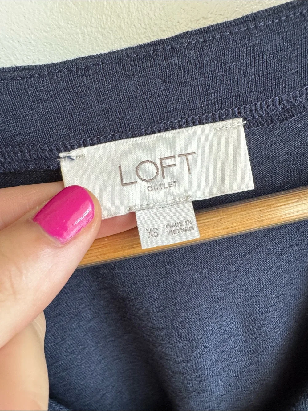 LOFT Navy Puff Sleeve V-Neck Blouse